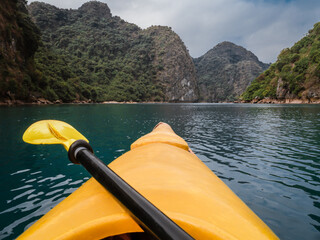 Wall Mural - shot from inside kayak in vietnam