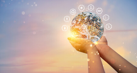 Wall Mural - earth day. energy saving concept, elements of this image furnished by nasa