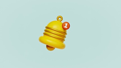 Poster - 3d notification bell icon simple 4k loop animation. social media design