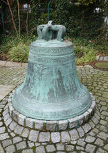 The 'Melchior-Hoff-mann-Glocke' Stands In Front Of A Church In Lingen. This Bronze Bell Is Almost 500 Year Old And Has A Crack.