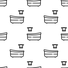 Sticker - Bathtub Icon Seamless Pattern, Water Container Used For Bathing