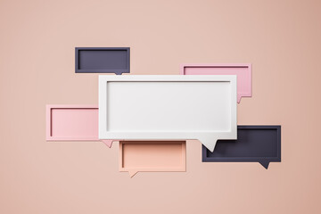 Poster - Different pop-up notifications on beige background. Mockup copy space