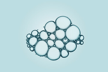 cell, molecule concept. air bubbles group macro representing abstract cell structure microscope view