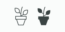 Plant Flower In Pot Icon Vector 