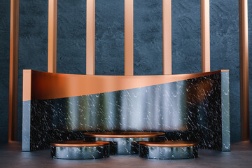 Poster - 3d illustration. Cylindrical marble podium for product presentation.