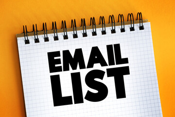 Poster - Email List text on notepad, concept background