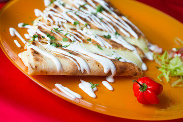 Canvas Print - Tasty quesadillas ,Mexican street food