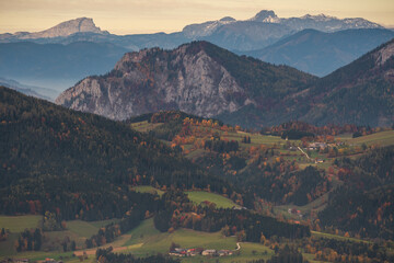 Canvas Print - Beautiful autumn view in the Rote Wand mountain, Austria