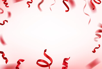 Aufkleber - Red silk ribbons falling down. Holiday banner template