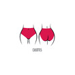 © Tatiana - Culottes pants Line icon. Women`` s underwear view front and behind. Vector
