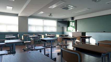 korea empty Classroom rendered image
