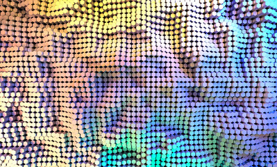 Wall Mural - Sci fi technology background, Futuristic sci-fi hexagons wave glowing with neon lights. 3D rendering illustration