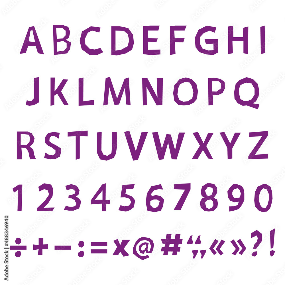 Voiolet Lettering English alphabet. Velvet violet color. Lettering for design greeting ...