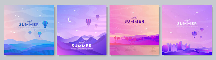 Wall Mural - vector illustration. minimalist backgrounds collection. gradient futuristic color. design social med