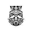 Maori mask. Traditional decor pattern from Polynesia and Hawaii. Isolated. Ready tattoo template. Vector.