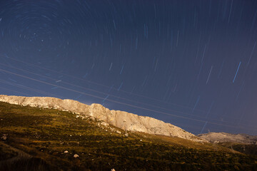 Wall Mural - Beautiful shot of astrophotography with star trails