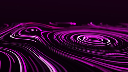 Poster - flow of particles. big data visualization. digital technology wave. futuristic cyberspace. abstract 