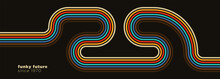 Futuristic Background In Simple Retro 70s Style Design With Stripes. Vector Illustration.