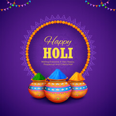 Sticker - Happy Holi background card design for color festival of India celebration greetings