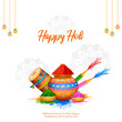 Happy Holi background card design for color festival of India celebration greetings