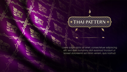 Gradient blue pink traditional thai curtain background Premium Vector
