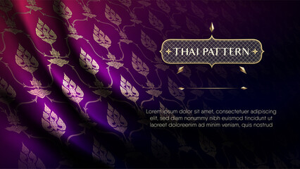 Gradient blue pink traditional thai curtain background Premium Vector