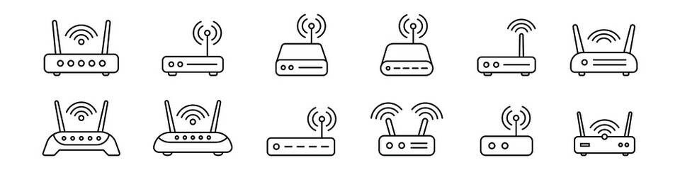 Router line icon. Router related signal icon isolated, wifi router.