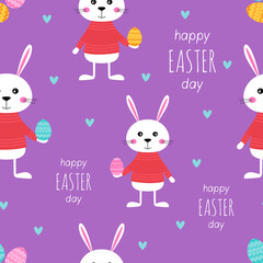 Wall Mural - cartoon seamless pattern with bunny and egg