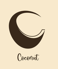 Canvas Print - Coconut logo. Nature product coconut emblem. Ripe coco .Engraving style.