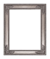 Silver frame for paintings, mirrors or photo isolated on white background