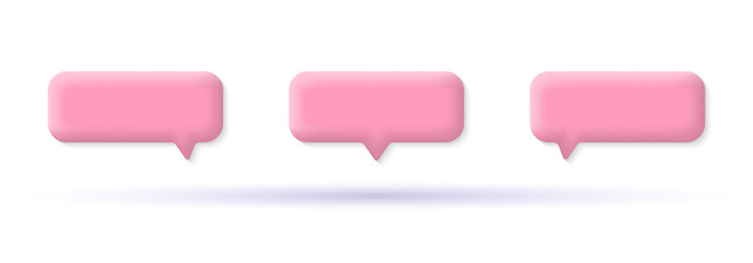 Wall Mural - 3d speech bubble icon set. chat box collection. talk, text message, dialog banners. vector illustrat