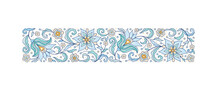 Vector Floral Pattern With Bird, Vignette, Border, Card Design Template. Elements In Eastern Style. Ornate Decoration, Floral Illustration. Arabic Ornament. Isolated Ornaments. Ornamental Decoration