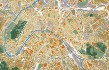 Vector Map Of Paris, France.