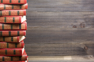 Wall Mural - Old books on a wooden shelf. Back to school