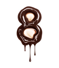 Poster - Number 8 with dripping drops is made of melted chocolate