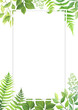 Green leaves frame template. Floral border with place for text. Forest herbs design. Vector illustration.	