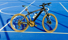 Black City Bicycle On The Sports Ground Stands
