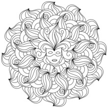 Mardi Gras Mandala Coloring Page For Holiday Creativity, Masquerade High Mask With Spirals