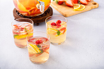 Wall Mural - Summer sangria punch in a pitcher and glasses