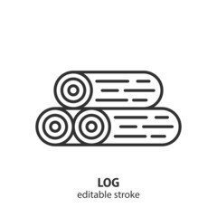 Poster - Stack of logs line icon. Vector symbol of logging. Editable stroke.