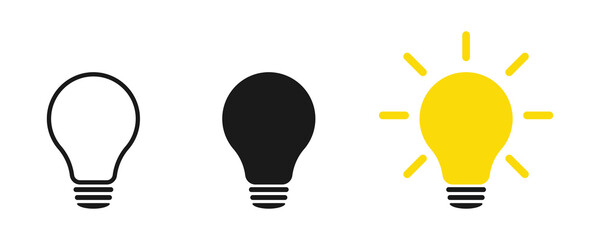 Poster - Lamp icons set. Idea lamp icon collection. Flat style - stock vector
