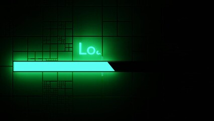 Aufkleber - Animation of line progress, green neon background. Design. Abstract loading process, concept of technology and IT.