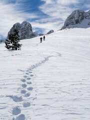 Wall Mural - steep summit hike and traces of climbers' steps