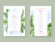 Beautiful tropical leaves wedding invitation card template