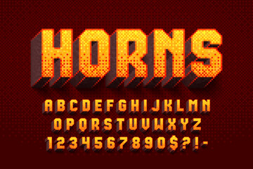 Aufkleber - Pixel vector alphabet design, stylized like in 8-bit games.