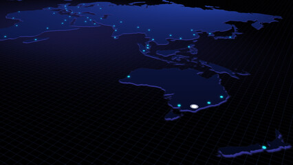 Poster - Global connectivity from Canberra, Australia to other major cities around the world. Technology and network connection, trading and traveling concept. World map element furnished by NASA