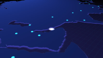 Poster - Global connectivity from Dubai to other major cities around the world. Technology, network connection, trading, and traveling concept. World map element furnished by NASA