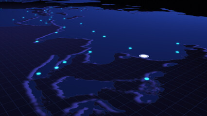 Poster - Global connectivity from Hong Kong to other major cities around the world. Technology and network connection, trading and traveling concept. World map element furnished by NASA