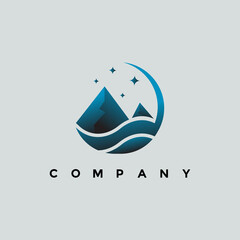 Sticker - Mountain night lake logo design for your company or business