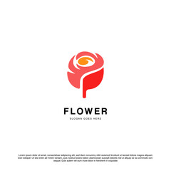 Wall Mural - Red Vector Rose Flower Emblem. Simple Rose Logo Template, Clean and simple logo template